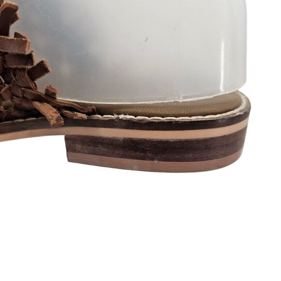 Free People‎ Womens 36 Mirage Brown Leather Woven Flat Mules Sandals - Picture 7 of 16